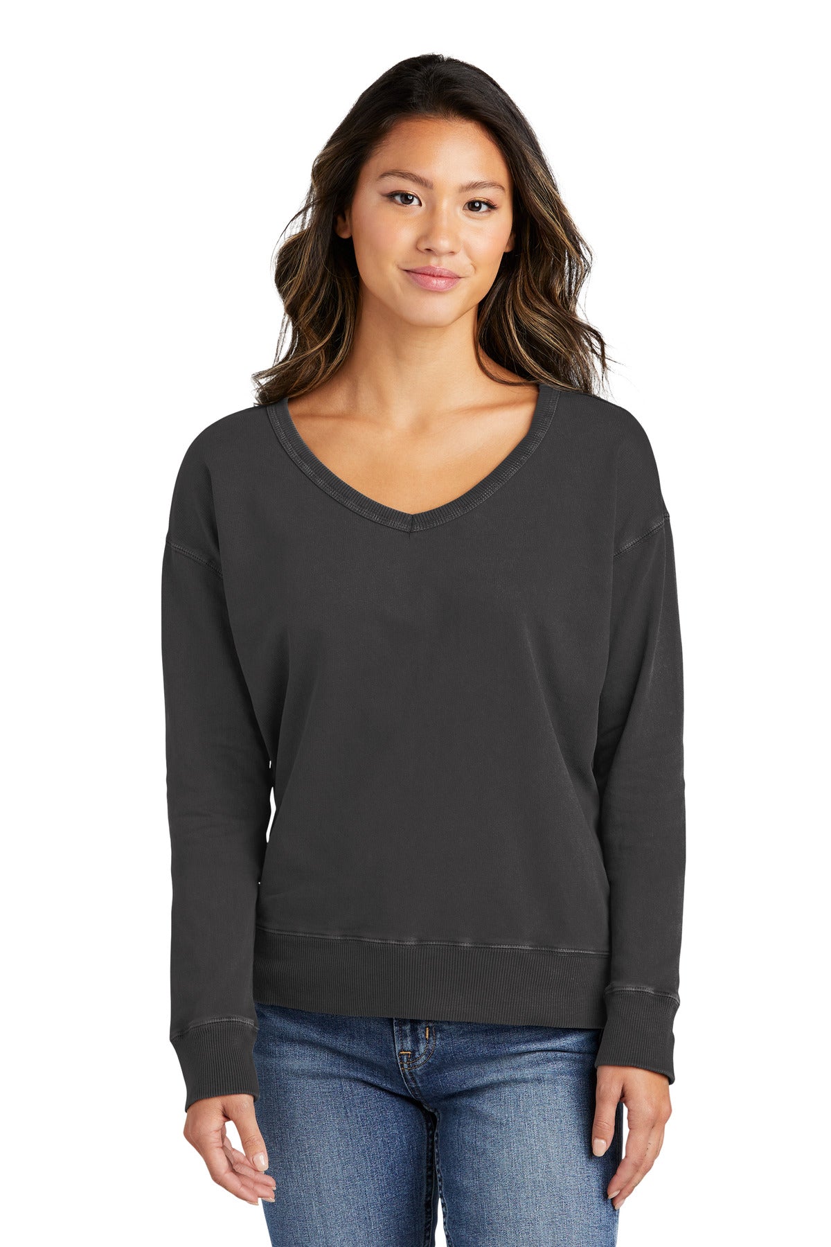 Port & Co ™  Women's Beach Wash ®  Garment-Dyed V-Neck Sweatshirt LPC098V
