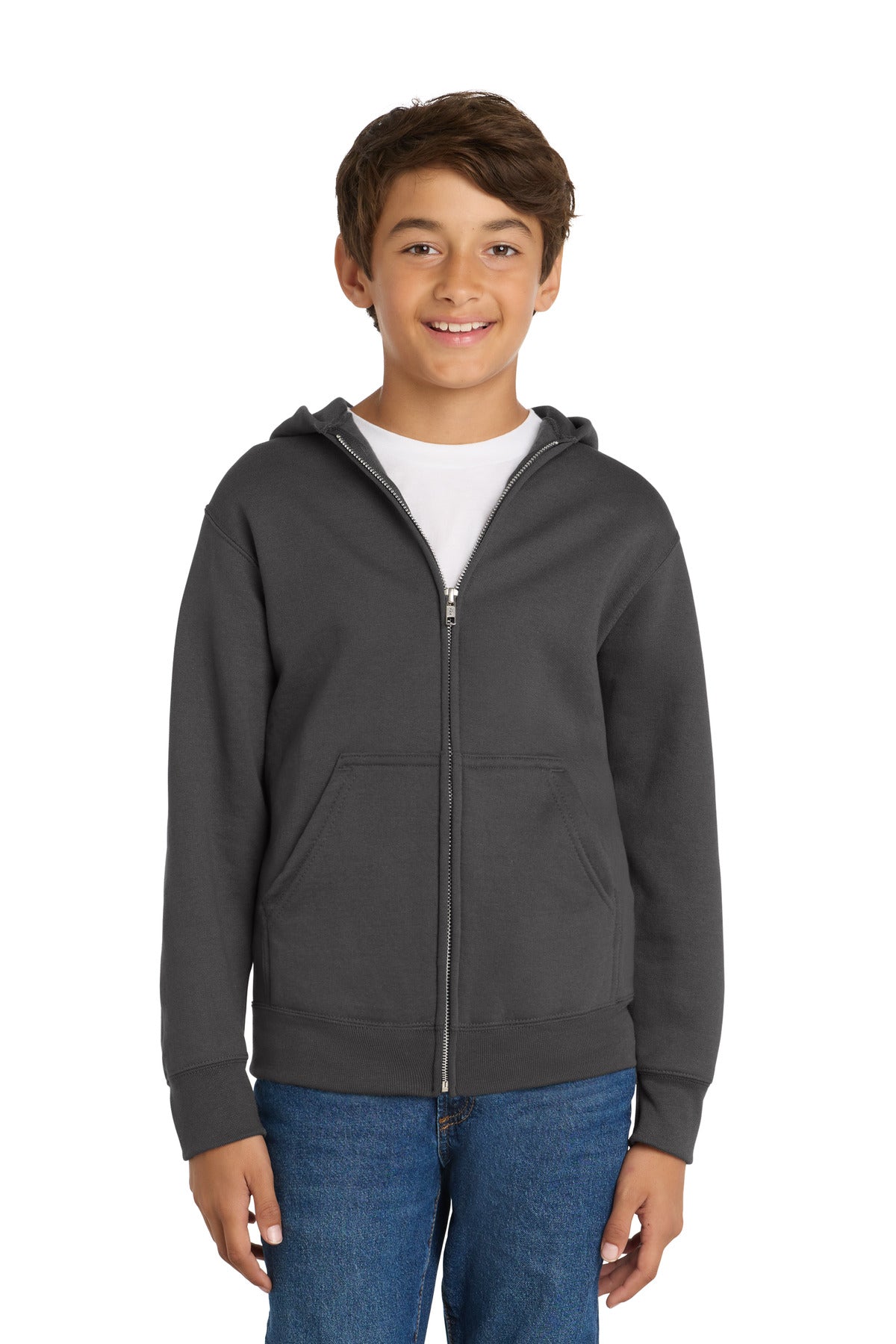 Port & Co ™  Youth Core Fleece Full-Zip Hooded Sweatshirt.  PC90YZH