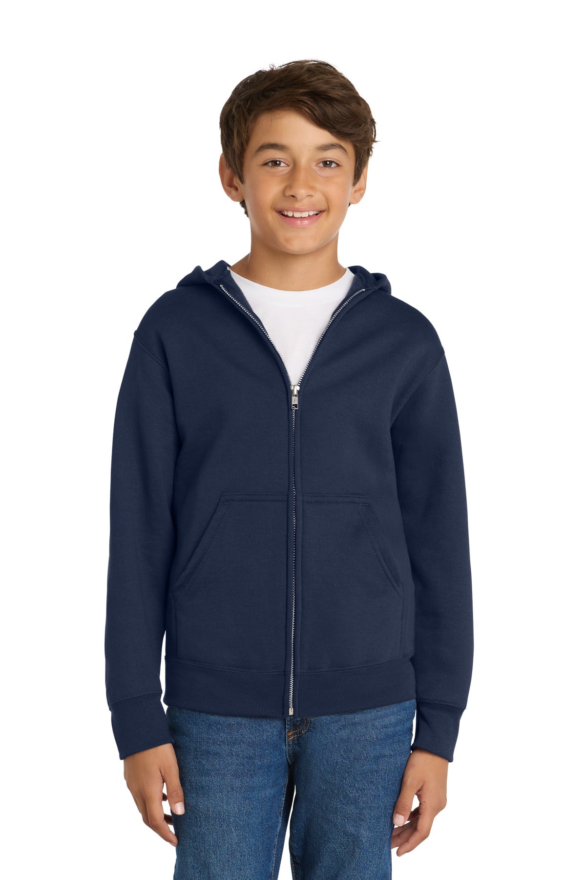 Port & Co ™  Youth Core Fleece Full-Zip Hooded Sweatshirt.  PC90YZH