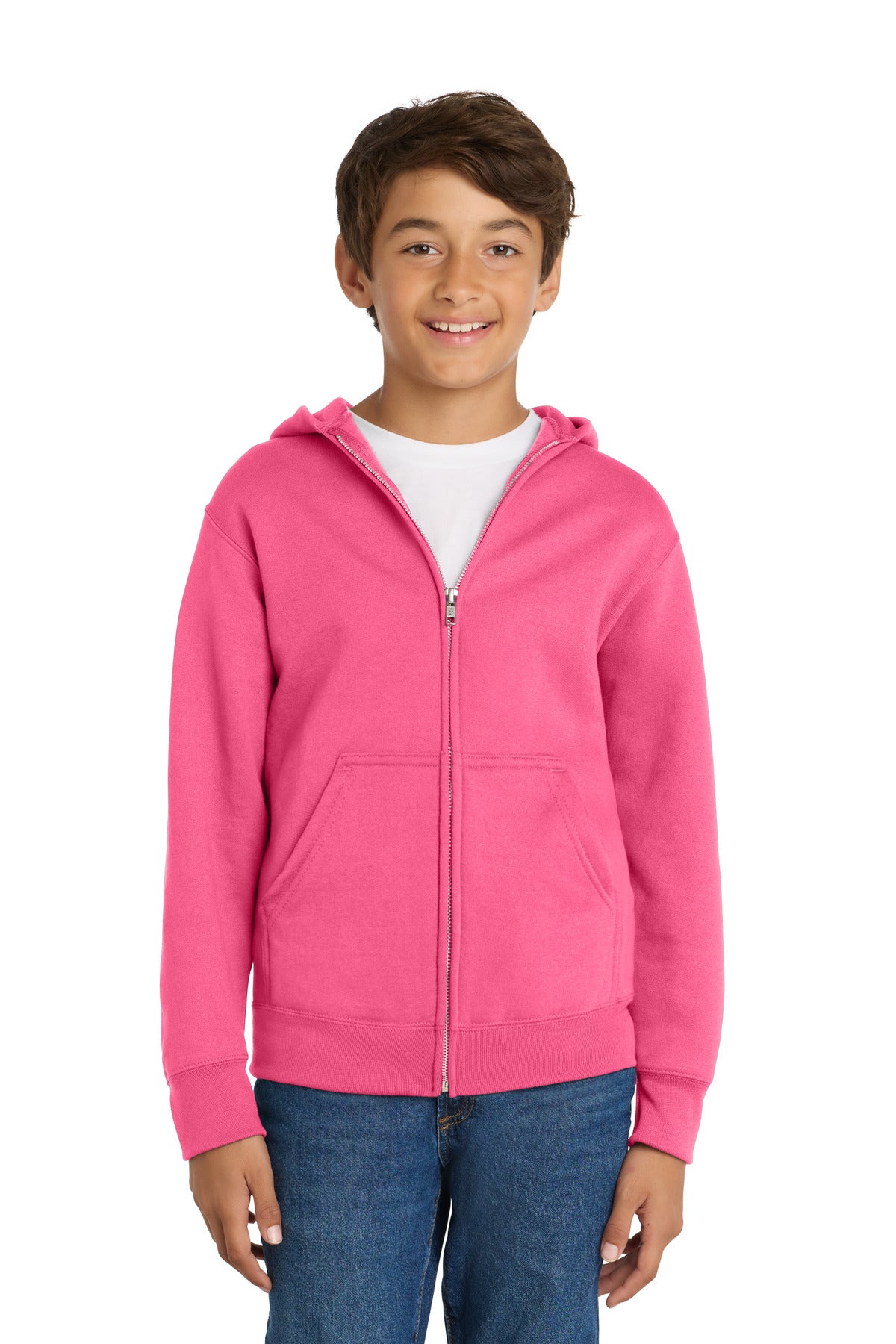 Port & Co ™  Youth Core Fleece Full-Zip Hooded Sweatshirt.  PC90YZH