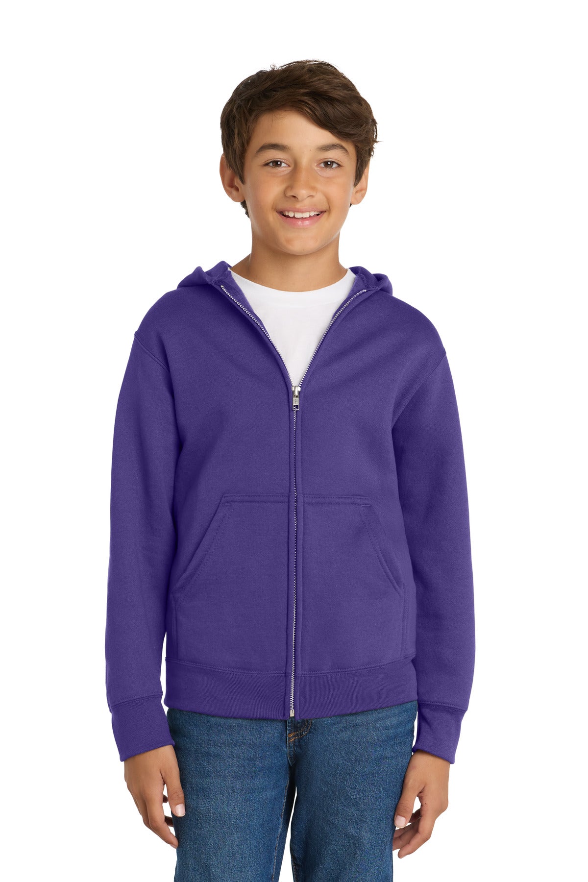 Port & Co ™  Youth Core Fleece Full-Zip Hooded Sweatshirt.  PC90YZH