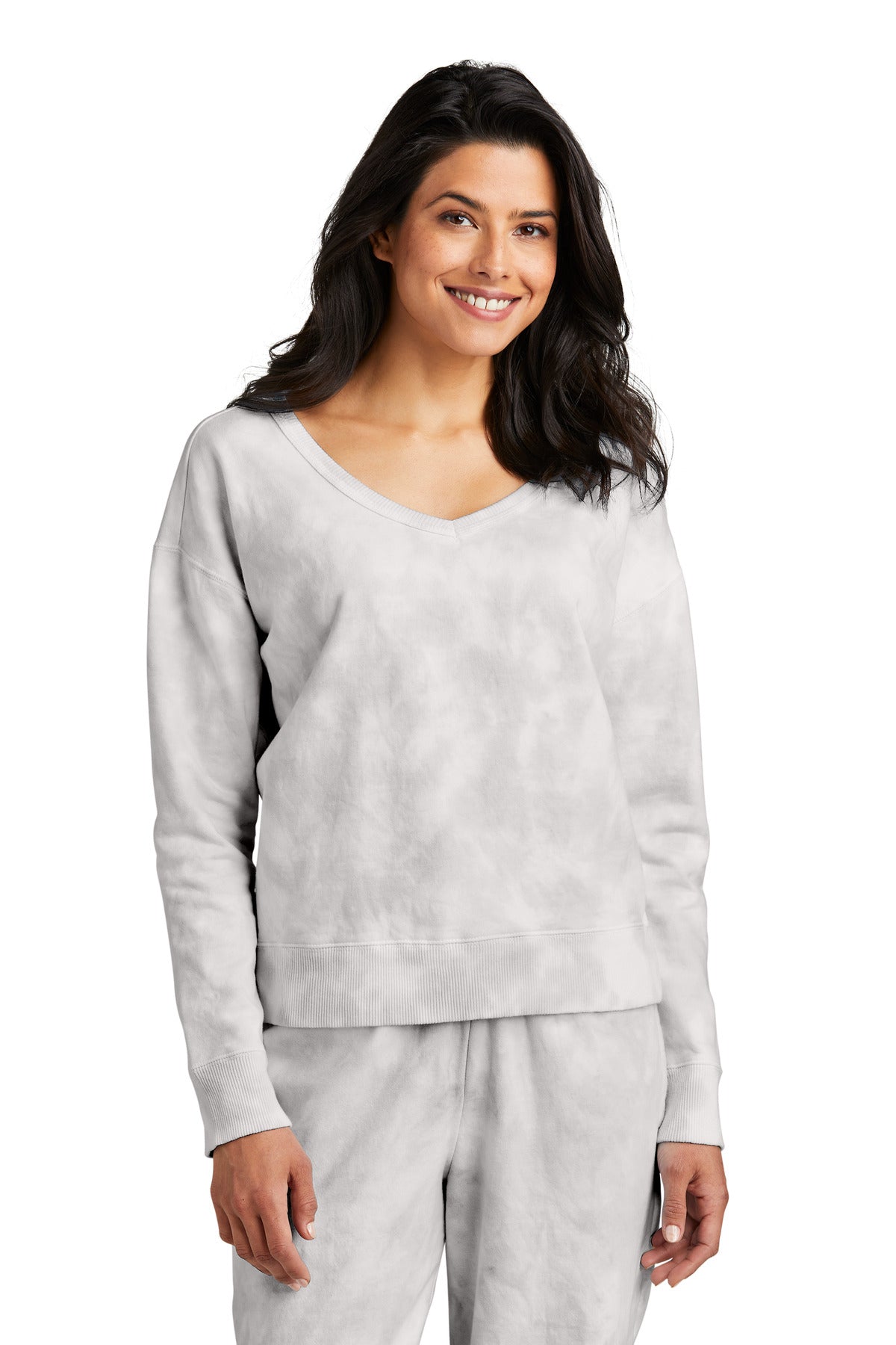 Port & Co ™  Women's Beach Wash ®  Cloud Tie-Dye V-Neck Sweatshirt LPC140V