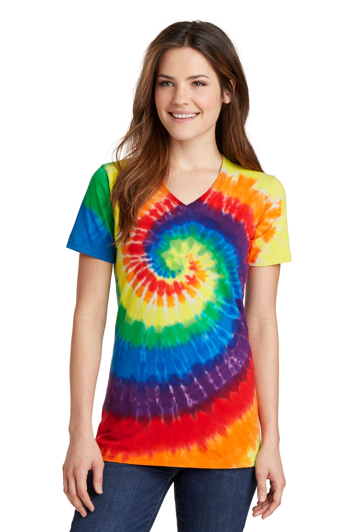 Port & Co ™  Women's Tie-Dye V-Neck Tee.  LPC147V
