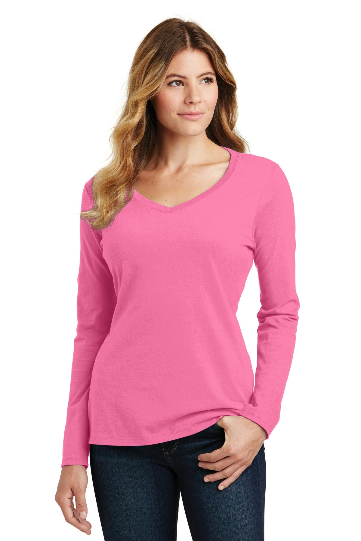Port & Co ™  Women's Long Sleeve Fan Favorite V-Neck Tee. LPC450VLS