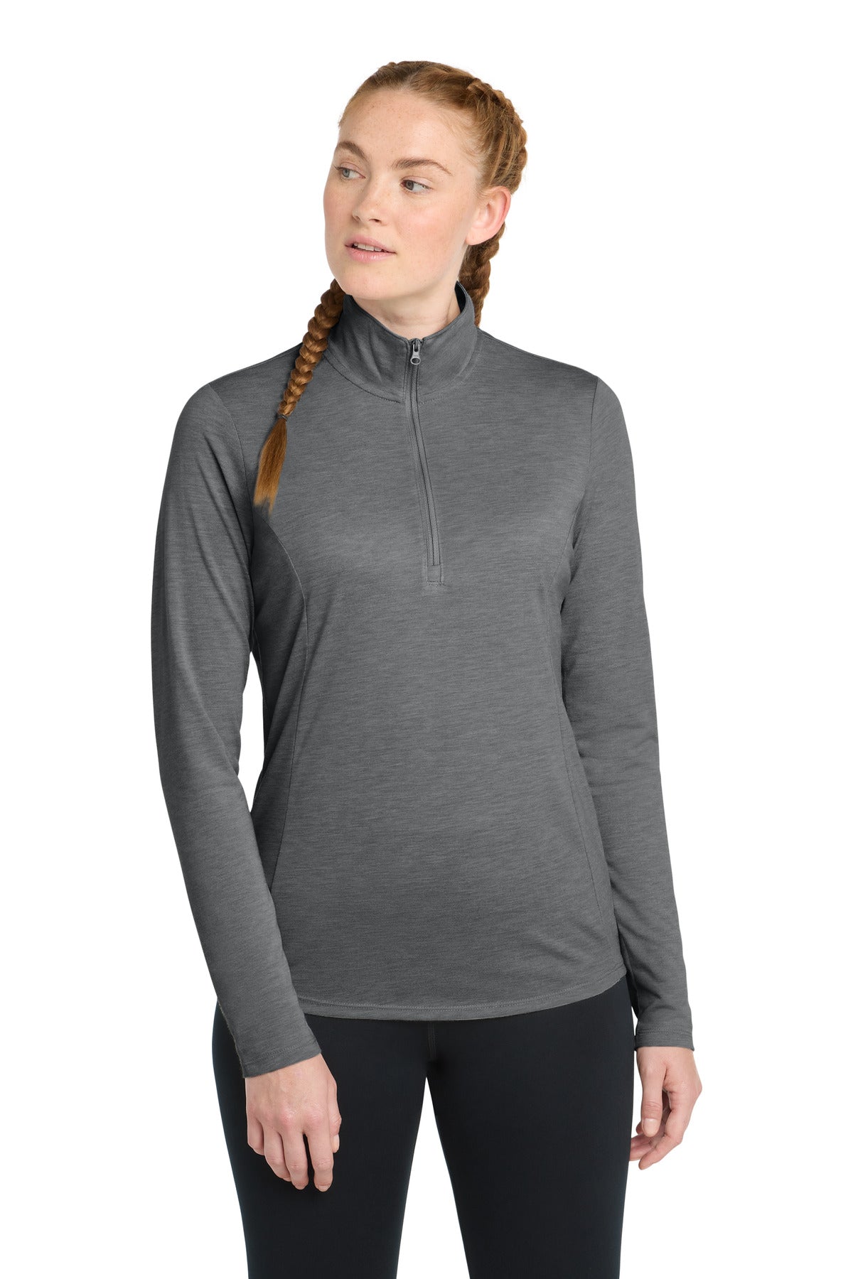 Sport-Tek  ®  Women's PosiCharge  ®  Tri-Blend Wicking 1/4-Zip Pullover. LST407