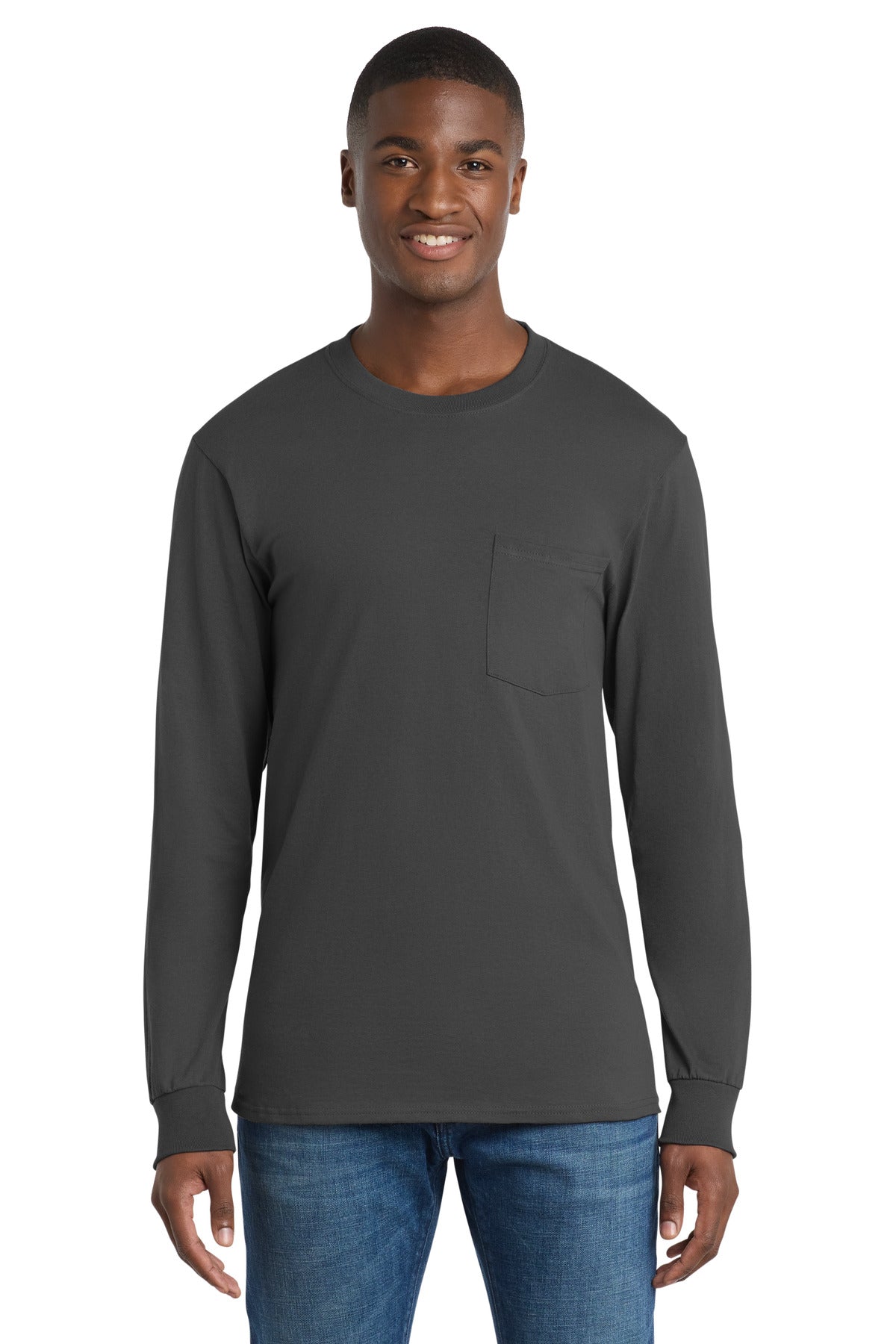 Port & Co ™  Tall Long Sleeve Essential Pocket Tee. PC61LSPT