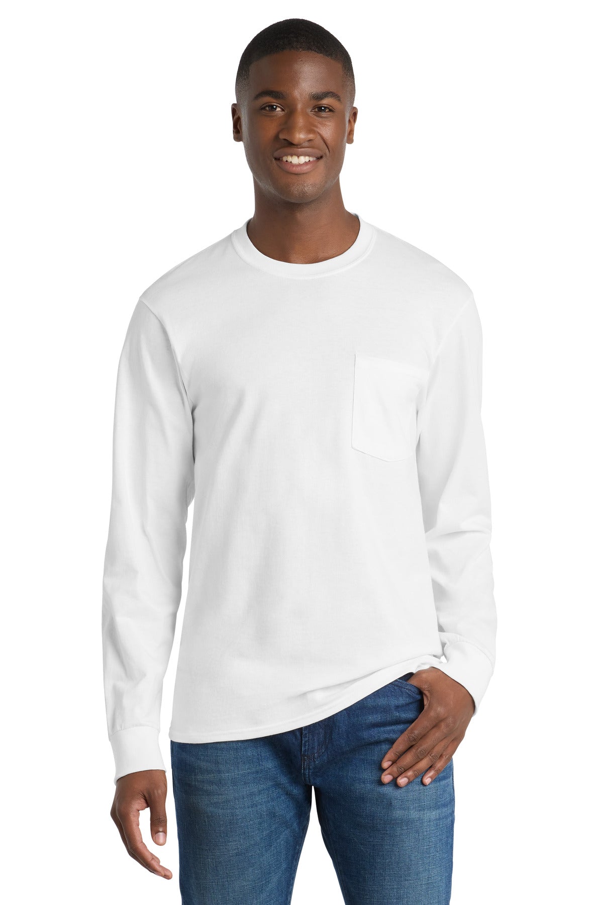 Port & Co ™  Tall Long Sleeve Essential Pocket Tee. PC61LSPT