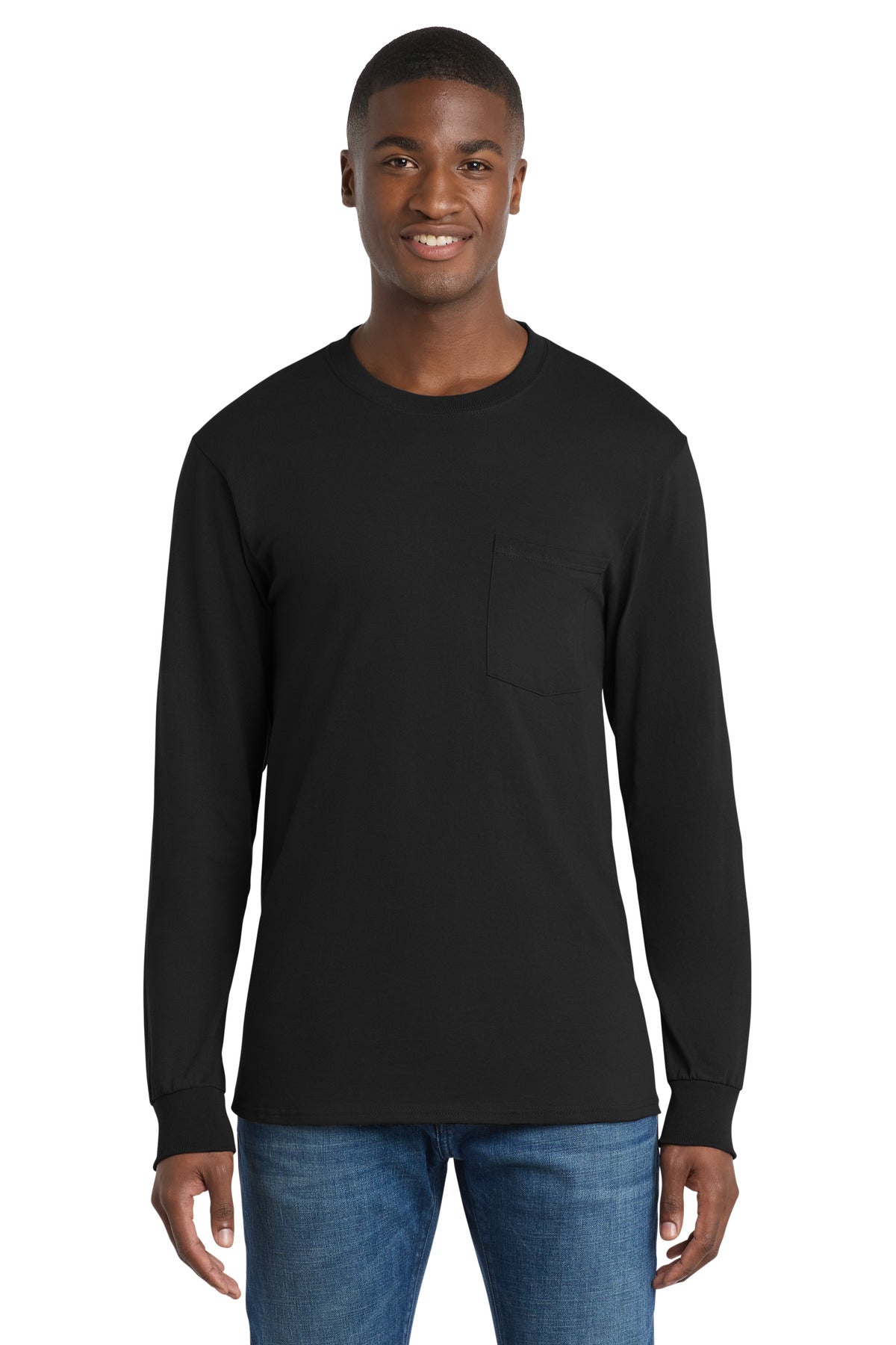 Port & Co ™  Long Sleeve Essential Pocket Tee.  PC61LSP
