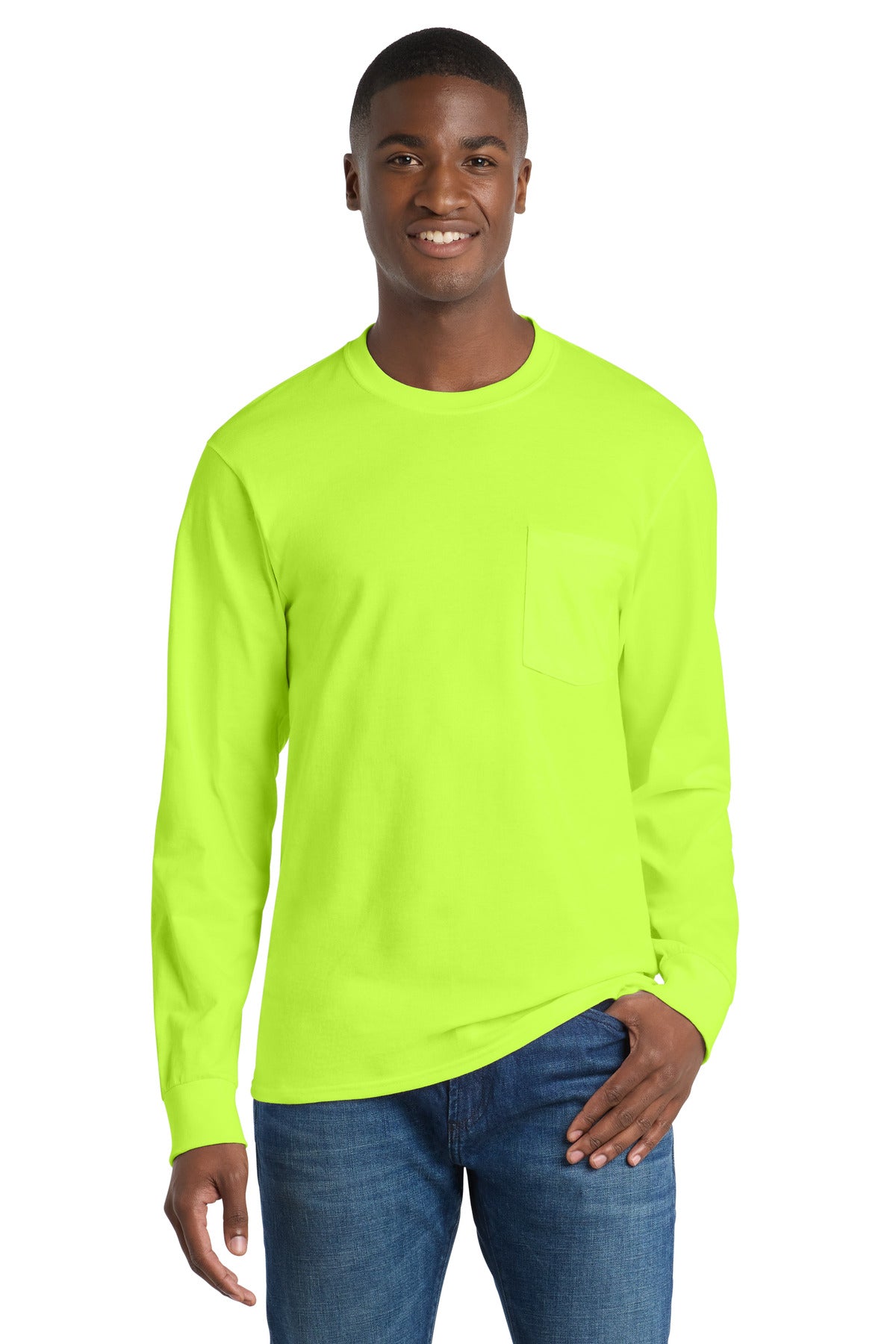 Port & Co ™  Long Sleeve Essential Pocket Tee.  PC61LSP