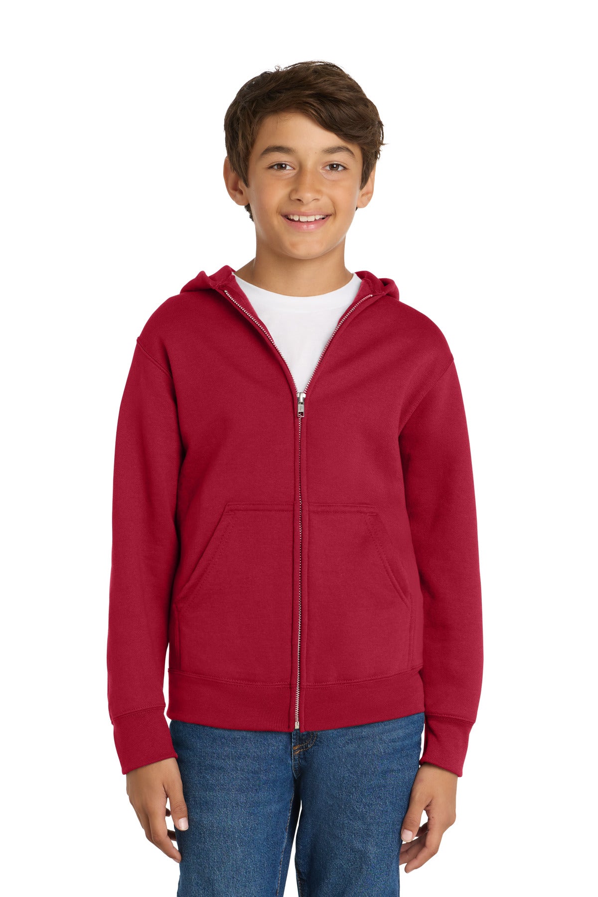 Port & Co ™  Youth Core Fleece Full-Zip Hooded Sweatshirt.  PC90YZH