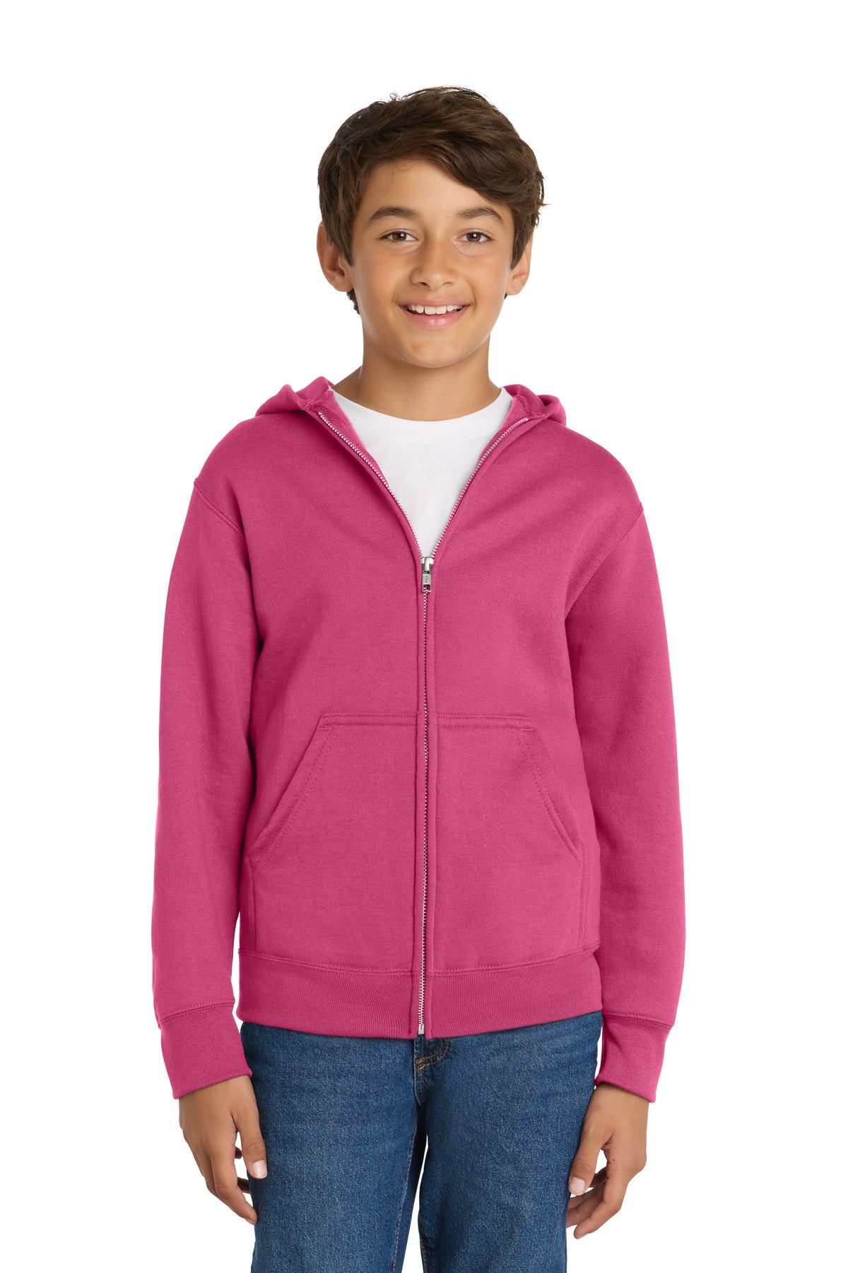 Port & Co ™  Youth Core Fleece Full-Zip Hooded Sweatshirt.  PC90YZH