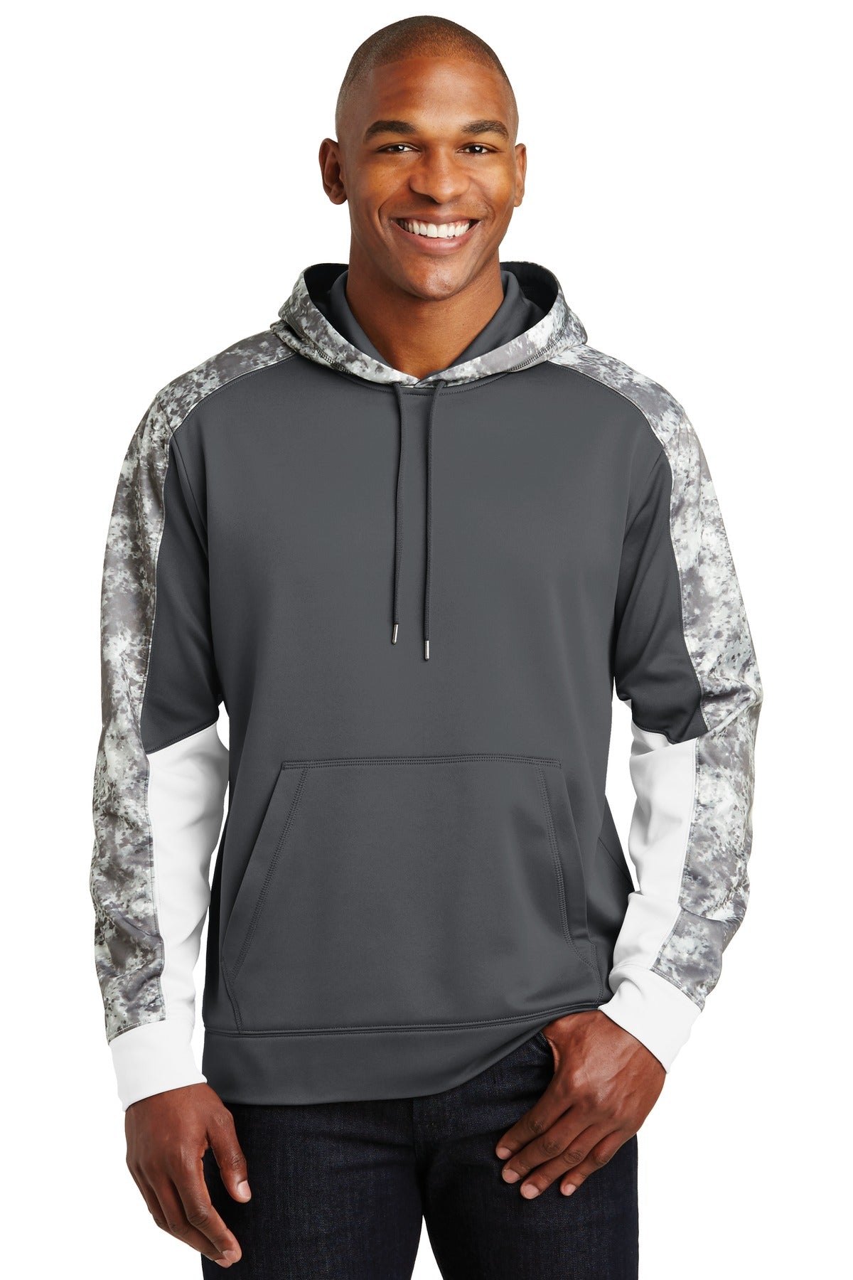 Sport-Tek ®  Sport-Wick ®  Mineral Freeze Fleece Colorblock Hooded Pullover. ST231