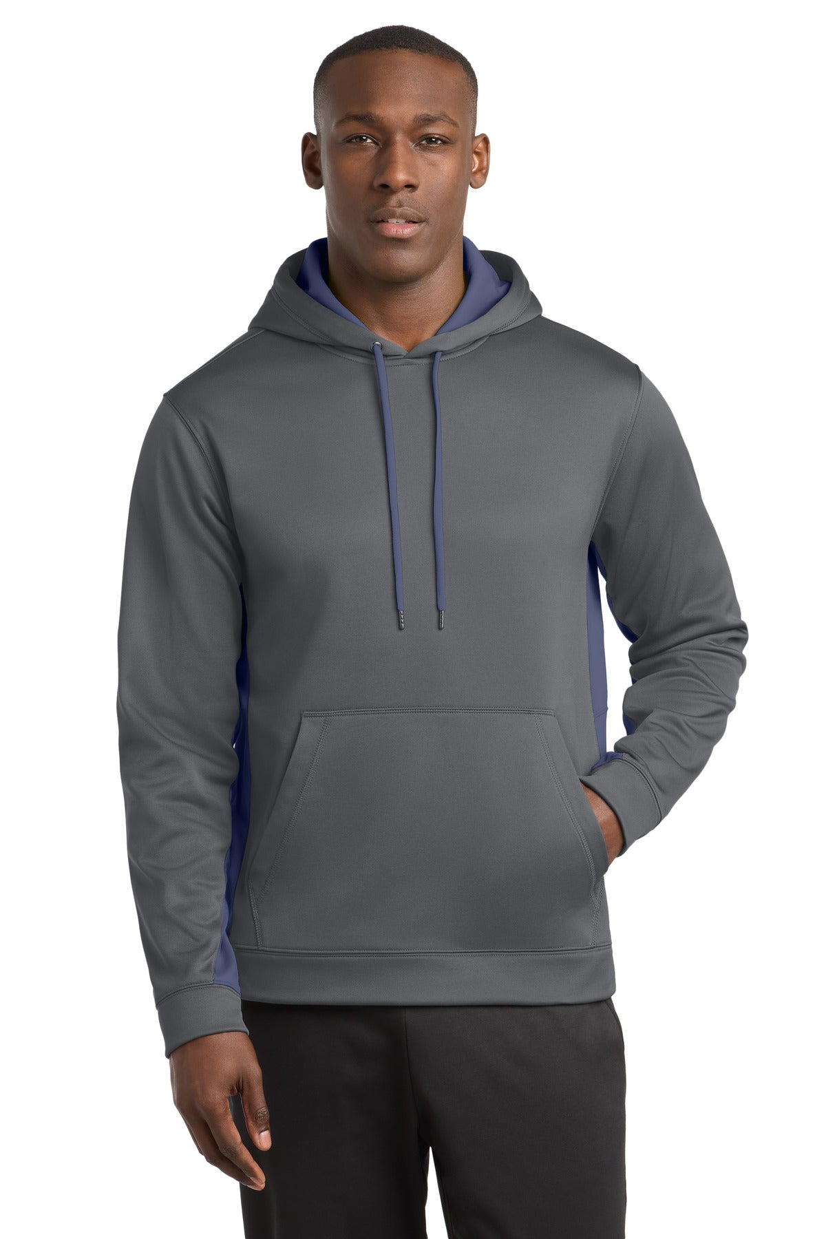 Sport-Tek ®  Sport-Wick ®  Fleece Colorblock Hooded Pullover. ST235