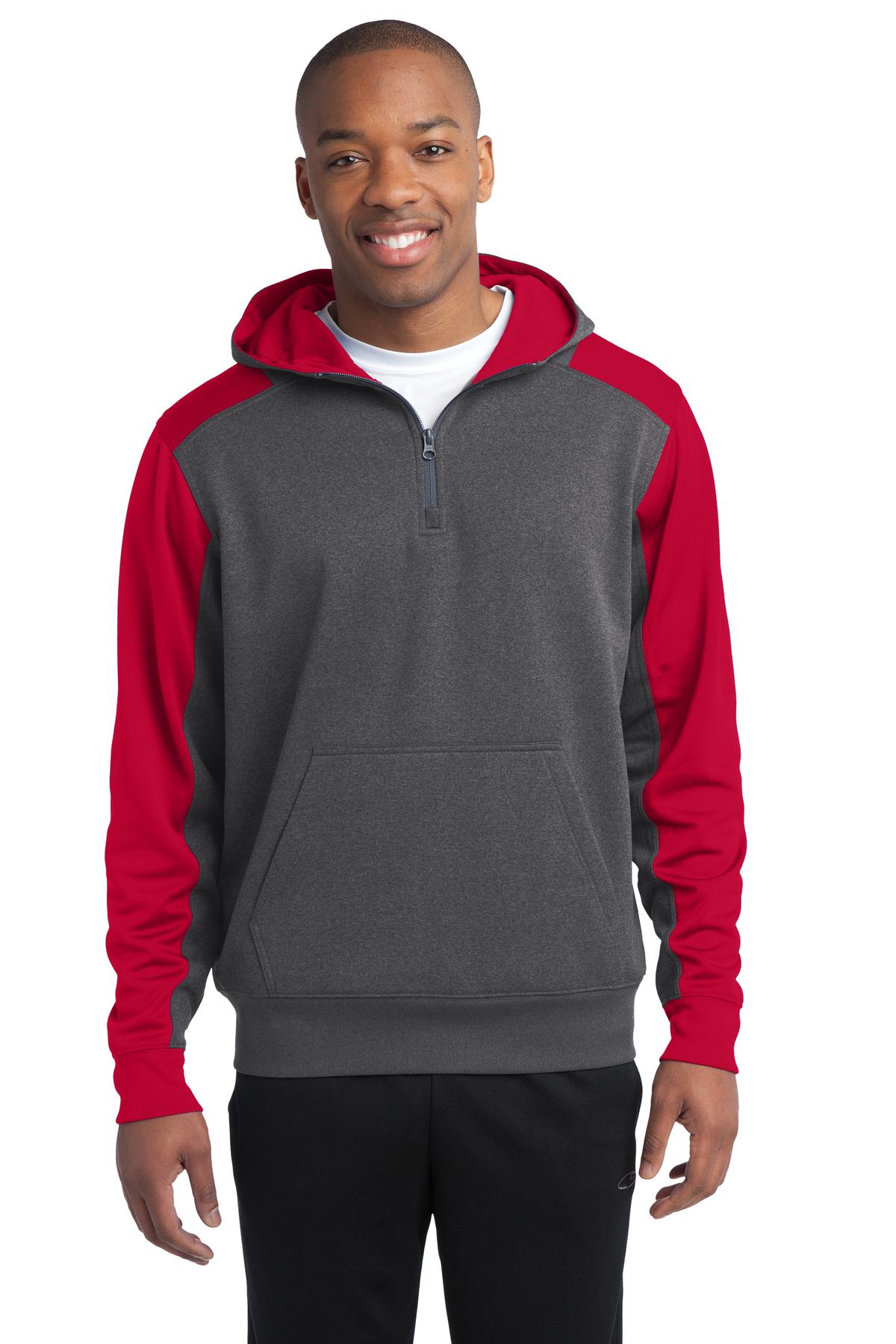 Sport-Tek ®   Tech Fleece Colorblock 1/4-Zip Hooded Sweatshirt. ST249