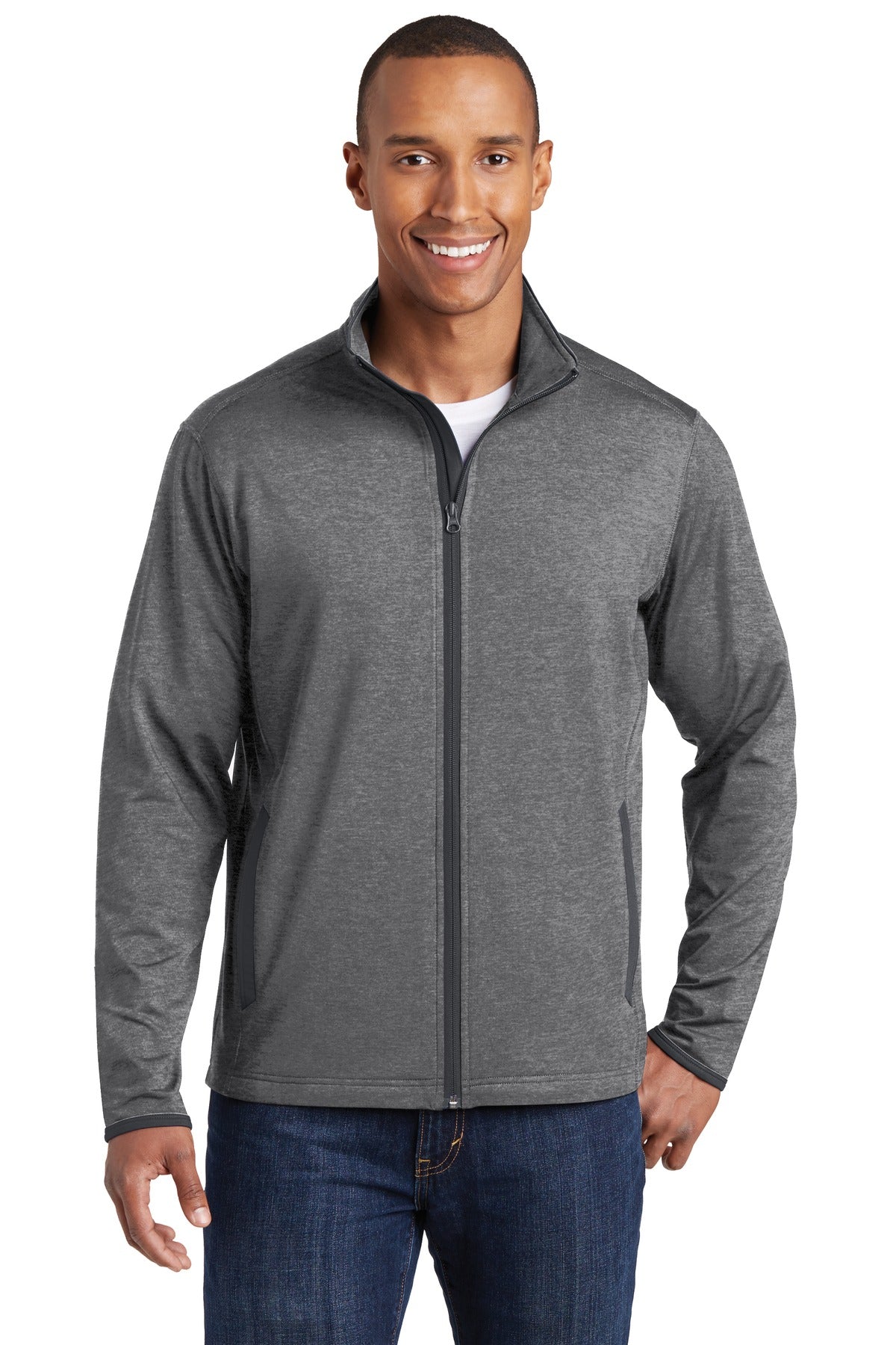 Sport-Tek ®  Sport-Wick ®  Stretch Contrast Full-Zip Jacket.  ST853