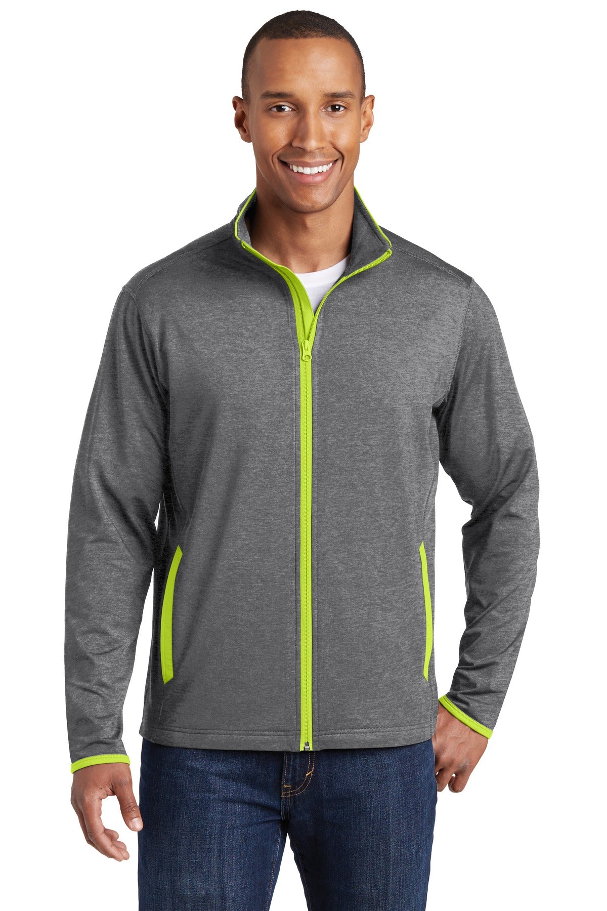 Sport-Tek ®  Sport-Wick ®  Stretch Contrast Full-Zip Jacket.  ST853