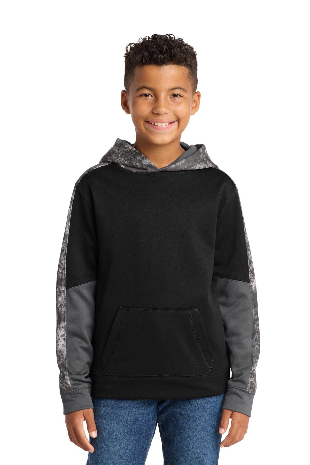 Sport-Tek ®  Youth Sport-Wick ®  Mineral Freeze Fleece Colorblock Hooded Pullover. YST231