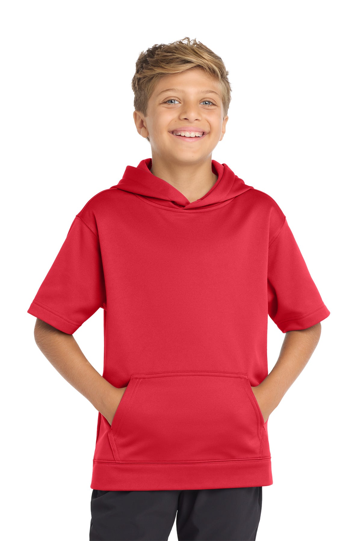 Sport-Tek  ®  Youth Sport-Wick  ®  Fleece Short Sleeve Hooded Pullover. YST251